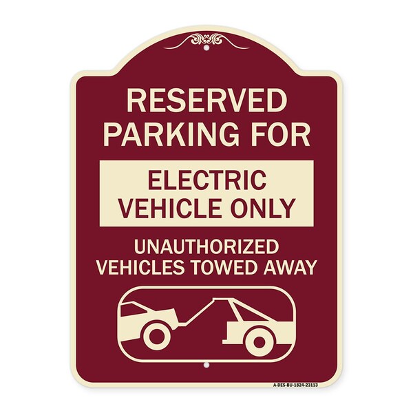 Reserved Parking for Electric Vehicle Only Unauthorized Vehicles Towed Away, A-DES-BU-1824-23113